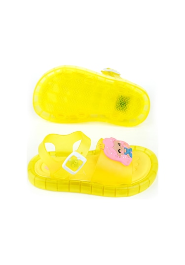 Gezer Yazlık Rahat Işıklı Taban Kız Çocuk Sandalet Sarı