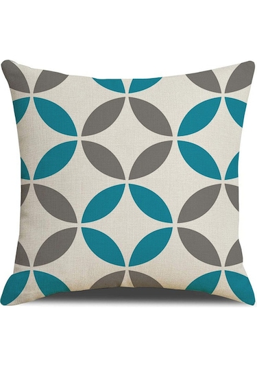Kuzey Avrupa Geometrik Keten Yastık 45 45 Cm-16 Ekru