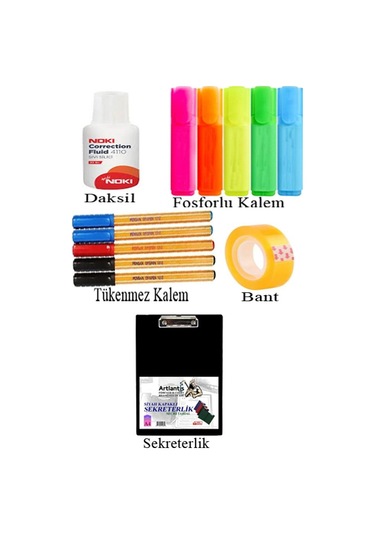 Masa Üstü Ofis Paketi 18 Parça Fotokopi Kağıdı Metal Evrak Rafı Metal Kalemlik Zımba Makinesi Teli Delegeç Çöp Kovası Küp Notluk