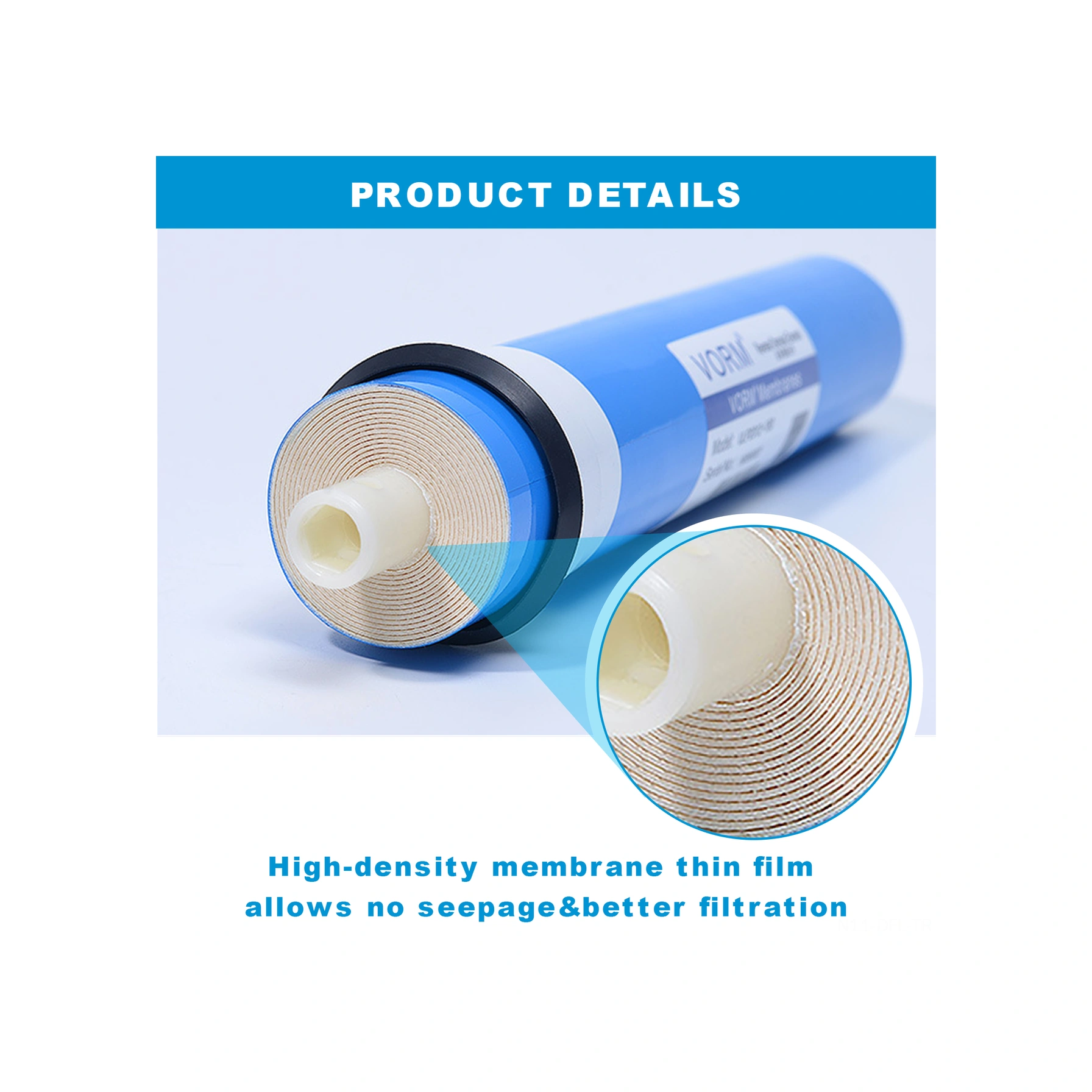 Dofolink Ev Ve Ticari Kullanim Icin Ters Ozmoz Membran Filtresi - 50/75 Gpd Kapasitesi, 0.0001 Mikron Hassasiyet, %95-%98 Tuz Reduksiyonu 1812 Tipi