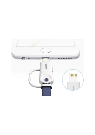 Apple Uyumlu iPhone Lightning Micro Usb Akıllı Şarj Data Kablosu Kırmızı