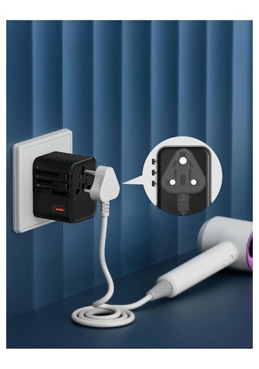 Fc-21 Evrensel Adaptör Priz Dönüştürücü Typec Hızlı Şarj 25w
