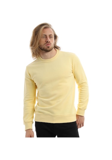 Erkek Bisiklet Yaka 3 İplik Sweat Sarı