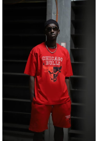 Chicago Bulls Pamuklu Oversize Şortlu Penye Takım 001
