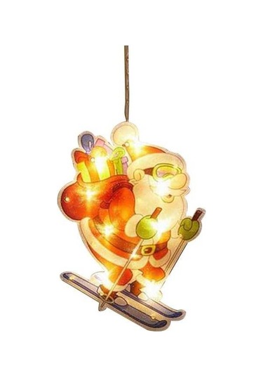 Novahub Noel Baba Kayak Yapan Led Işık Pencerede Kullanım Dekorasyon Pil Dahil Değil