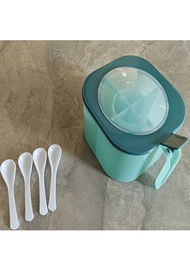 Trendooze Gaojunshop01 Mavi Yeşil 4lü Büyük Kapasiteli Baharat Kutusu Seti Kapaklı Kaşıklı Mavi Yeşil Ev Baharatları İçin İyil Mavi - Yeşil