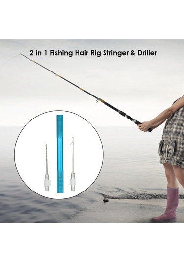 Geeksen Alüminyum Alçıklı Balık Yemi Delici Ve Düğme İğnesi Seti - Sahte Yem Ve Telli Rig Oluşturmak İçin Uygun - Mavi