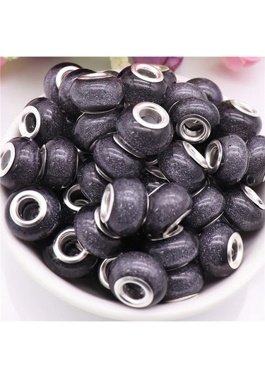 Irisdream 10 Adet Murano Reçine Rondelle Boncuk Bilezik Dıy Takı Yapımıblack Black
