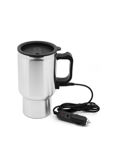 Singree 12v Araç Elektrikli Isıtıcı Bardağı 450ml Paslanmaz Çelik Vakum Isı Saklama, Sigortalı Kapak Ve Anti Kayma Kollü