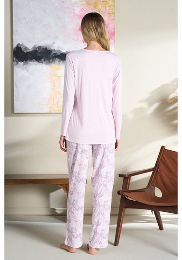 Kadın Penye Uzun Kol Pijama Takımı 3114 Lila LILA