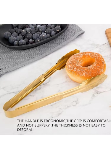 Reedark 2 Adet 9 İnç Altın Paslanmaz Çelik Anti Kayma Yemek Kasıği - Barbekü, Büfe, Salata, Ekmek, Buz, Kızartma, Fırın Uygun Altın