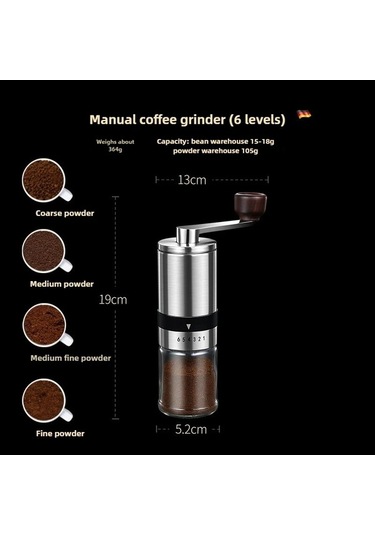 Trendooze El Çalıştırmalı Kahve Öğütücü - Siyah, Kompakt Tasarım Siyah