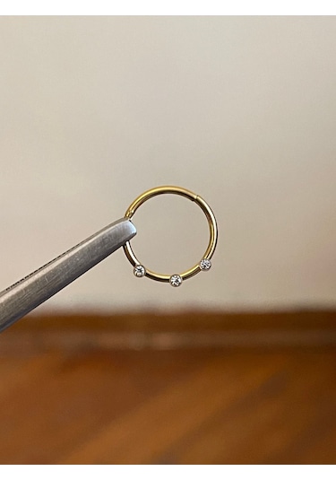 316 L Cerrahi Çelik Atom Taşlı Kıkırdak Piercingi Rook Orbital Helix Septum Piercing Gold