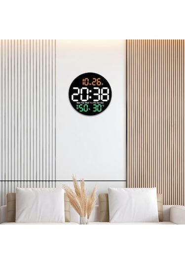 Teltree Uzaktan Kumandalı Sessiz Dijital Duvar Saati - 3 Renk, Sıcaklık Ve Nem Göstergeli ÇOk Renkli