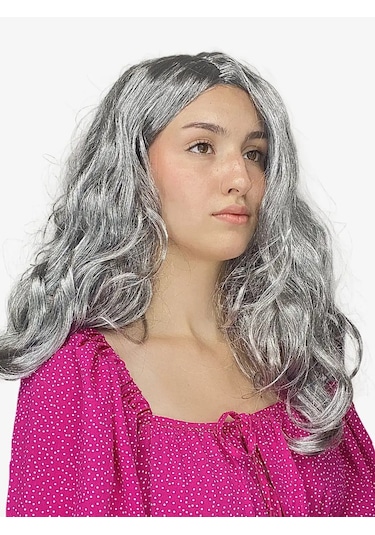 Riota Karnaval Peruk Uzun Gri Saçlar, 40 Cm 168041998 Gri