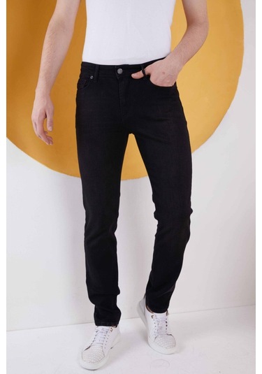 Vikingsjeans Düz Klasik Rahat Kesim Likralı Erkek Kot Pantolon Siyah