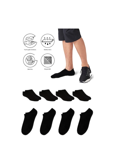 Saysez Bambu Erkek Sneaker Siyah Çorap Dikişsiz Görünmez Spor Bilek 4'lü Siyah Saysez Bambu Erkek Sneaker Siyah Çorap Dikişsiz Görünmez Spor Bilek 4'lü Siyah