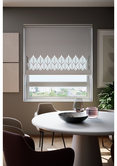 Lazer Kesim Mat Stor Perde, Lazer Kesimli Modern Serisi, M-181005 Gri Renk Gri