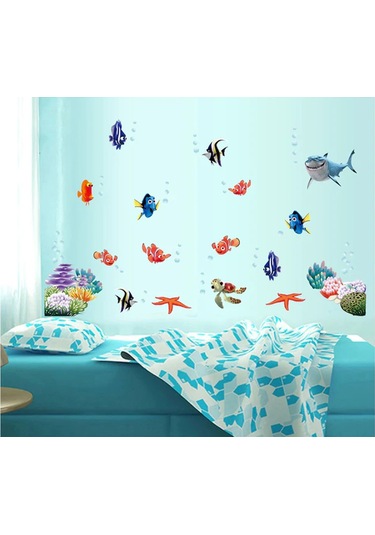 Gajeena Deniz Dünyası Duvar Sticker, Tekrardan Kullanıma Uygun, 60x45cm, Otomatik Çıkarılabilir, Salon/çalışma Odası Dekorasyonu, Ay617 Diğer