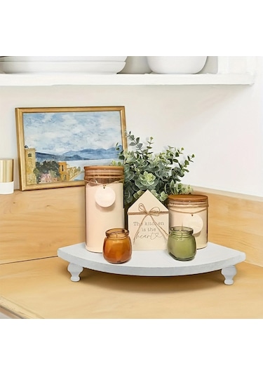 Suntek Tezgah Üstü Mutfak Parfümü Için Ahşap Köşe Raf Beyaz