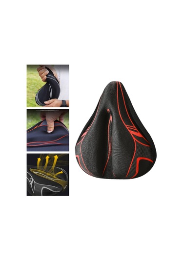 Suntek Bisiklet Sele Minderi Yumuşak Geniş Yol Bisikletleri Siyah Kırmızı