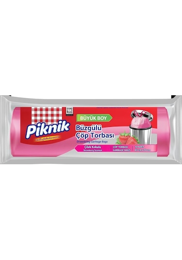 Piknik Çöp Torbası Büzgülü Büyük 10'li Çilek 2102