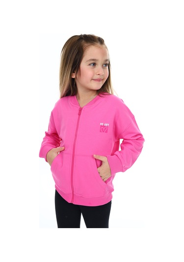 Toontoy Kız Çocuk Baskılı Hırka Fuşya