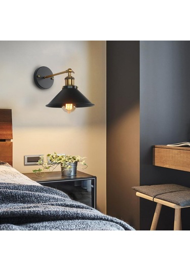 Suntek Magideal Kapalı Demir Duvar Lambası Armatür Aplik Mutfak 220mm-siyah-altın Siyah