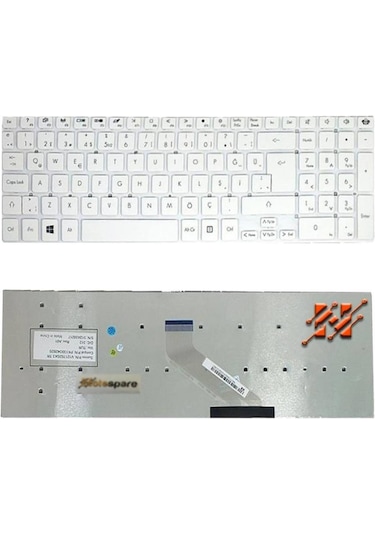 Acer İle Uyumlu Aspire 5830g, 5830gt, 5830t, 5830tg, E1 Z5we1 Notebook Klavye Beyaz Tr