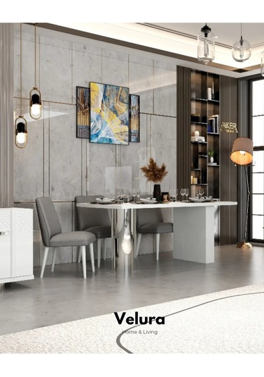 Yıldız Yemek Odası Takımı Yemek Masası + 4 Adet Sandalye Beyaz