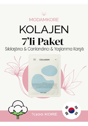 Modamkore 7'li Paket Kolajen Kore Yüz Maskesi