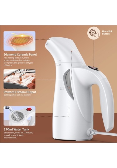 Createtech El Tipi Taşınabilir Buharlı Ütü 140-170ml 700w 40sn Hızlı Isınma Kırışıklık Giderici Seyahat Ev Ofis