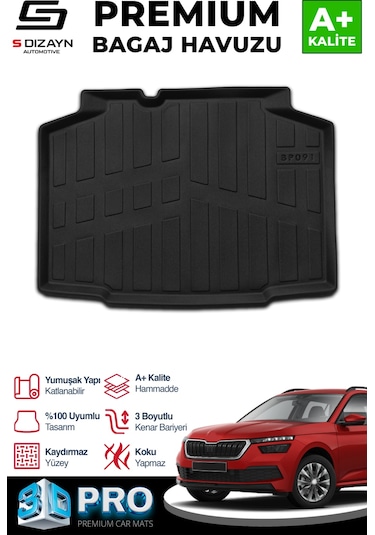 S-dizayn Skoda Kamiq 3d Pro Bagaj Havuzu 2019 Üzeri A+ Kalite