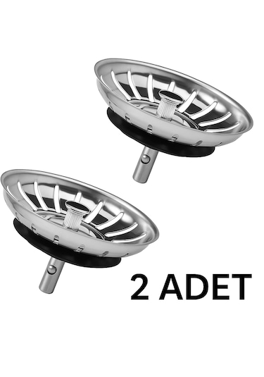 2 Adet Çöpmak 8 Cm Paslanmaz Çelik Lavabo Evye Gider Süzgeci Sif