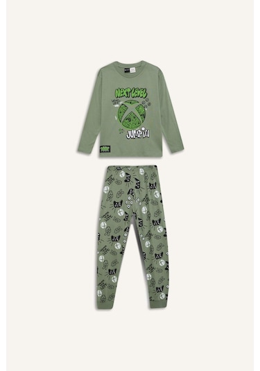 DeFacto Erkek Çocuk Xbox Pijama Takımı Bisiklet Yaka Uzun Kollu Üst Beli Lastikli Uzun Alt D8445A824WNGN425 DeFacto Erkek Çocuk Xbox Pijama Takımı Bisiklet Yaka Uzun Kollu Üst Beli Lastikli Uzun Alt D8445A824WNGN425