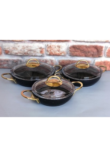 Özkent K-531 Döküm Granit Sahan Seti 6 Parça Siyah