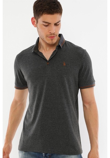T8586 Dewberry Erkek Polo Yaka T-shırt-antrasit Antrasit