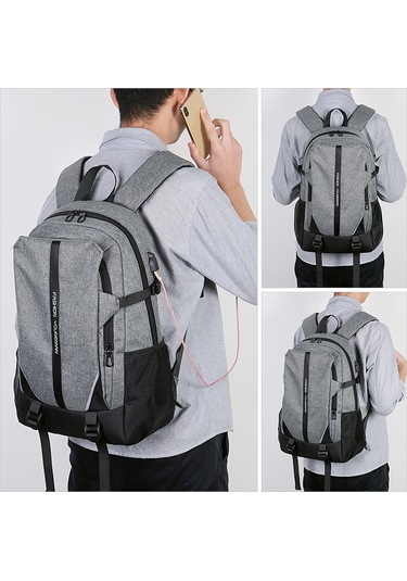 Padalink Erkek İş Seyahat Usb Şarjlı Çok Bölmeli Organize Nylon Sırt Çantası Siyah Siyah