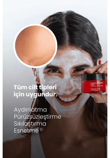 Cosmogenesis Labs %5 Vitamin C Krem Maske 50ml - Durulanan Yüz Maskesi Aydınlatıcı Pürüz Giderici Ton Eşitleyici Vegan
