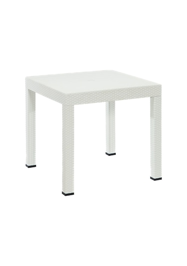 Rattan 80x80 Camsız Beyaz Masa - Bahçe&balkon&teras Beyaz