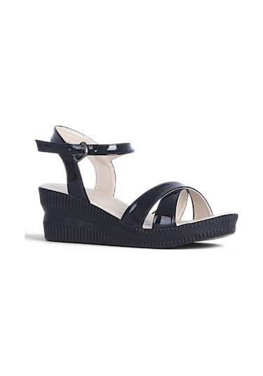 Ayakcenter Byn Ayışığı By34 Rugan Siyah Kadın 7 Cm Topuklu Sandalet