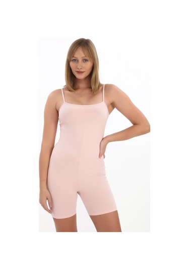 Penyebizden İnce Askılı Body Tulum -pembe