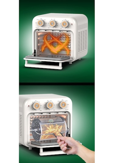 Kiwi KAF-5556 16 L Zamanlayıcılı 360 Derece Dönüş Sistemli Yağsız Fritöz