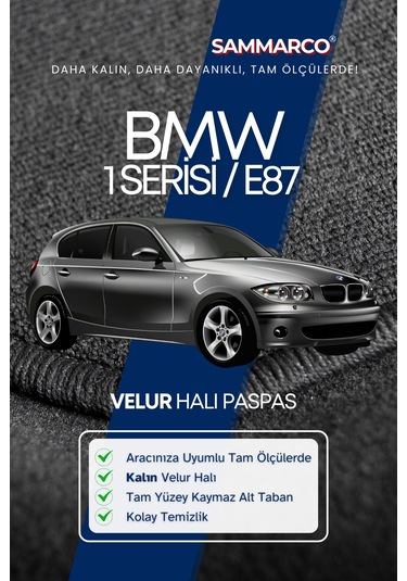 Bmw 1 Serisi E87 2004-2011 Halı Paspas Velur Paspas Kumaş Paspas Oto Paspas