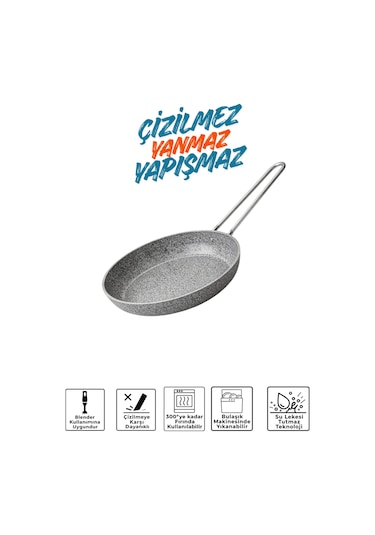 Stone-h 24 Cm Çizilmez Yanmaz Yapışmaz Tava Gri