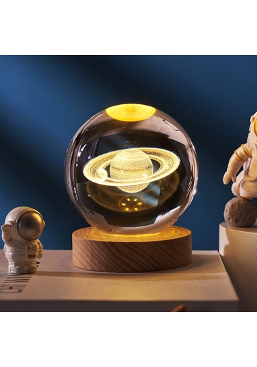 Xindoker Satürn 3d Lazer İç Gravürlü Kristal Top 6cm + Beyaz Taban, Sıcak Işık, Öğrenci Mezuniyet Hediyesi, Dekoratif Gece Lambası Gösterildiği Gibi