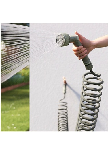 Spiral Hortum Seti Bahçe Sulama Başlığı Seti 15 Metre