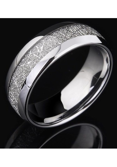 Gümüş 8mm Genişlik Göktaşı Taş Desen Kakma Gümüş Renk Tungsten Çelik Yüzük Çift Düğün Band Nişan Takı Gümüş Gümüş 8mm Genişlik Göktaşı Taş Desen Kakma Gümüş Renk Tungsten Çelik Yüzük Çift Düğün Band Nişan Takı Gümüş