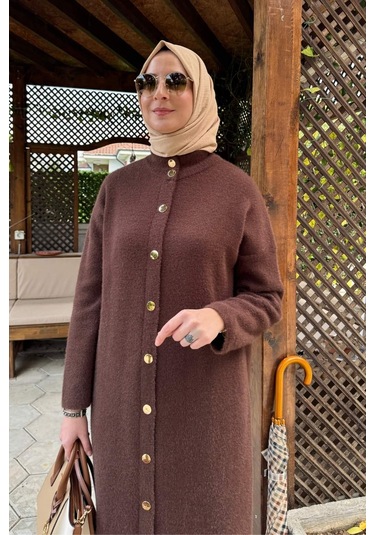 Rabia Şamlı Yakut Angora Triko Kap Kahve Çok Renkli