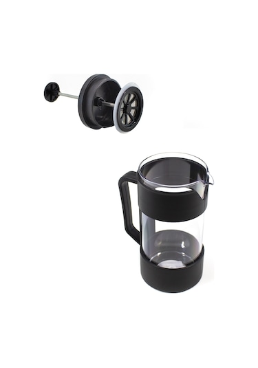 French Press Filtre Kahve Bardağı Bitki Çayı Demlik 420 Ml Siyah